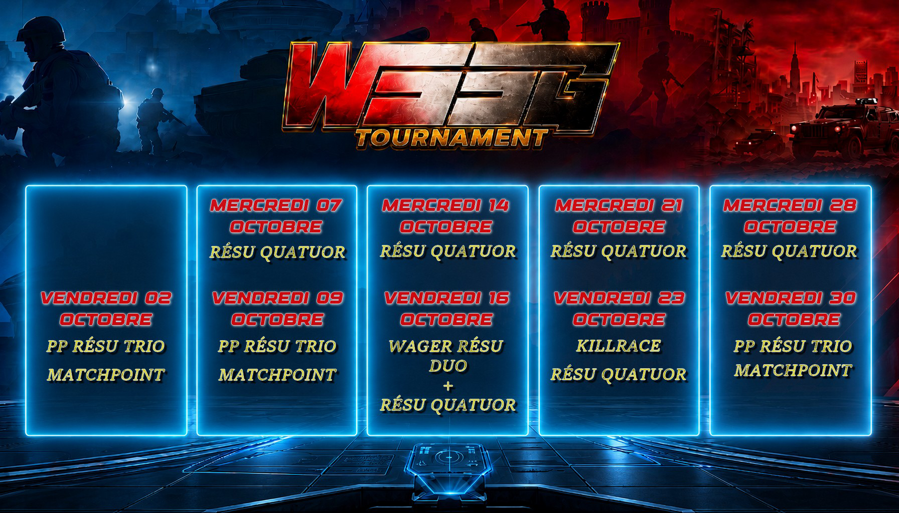Agenda des tournois WSSG Tournament